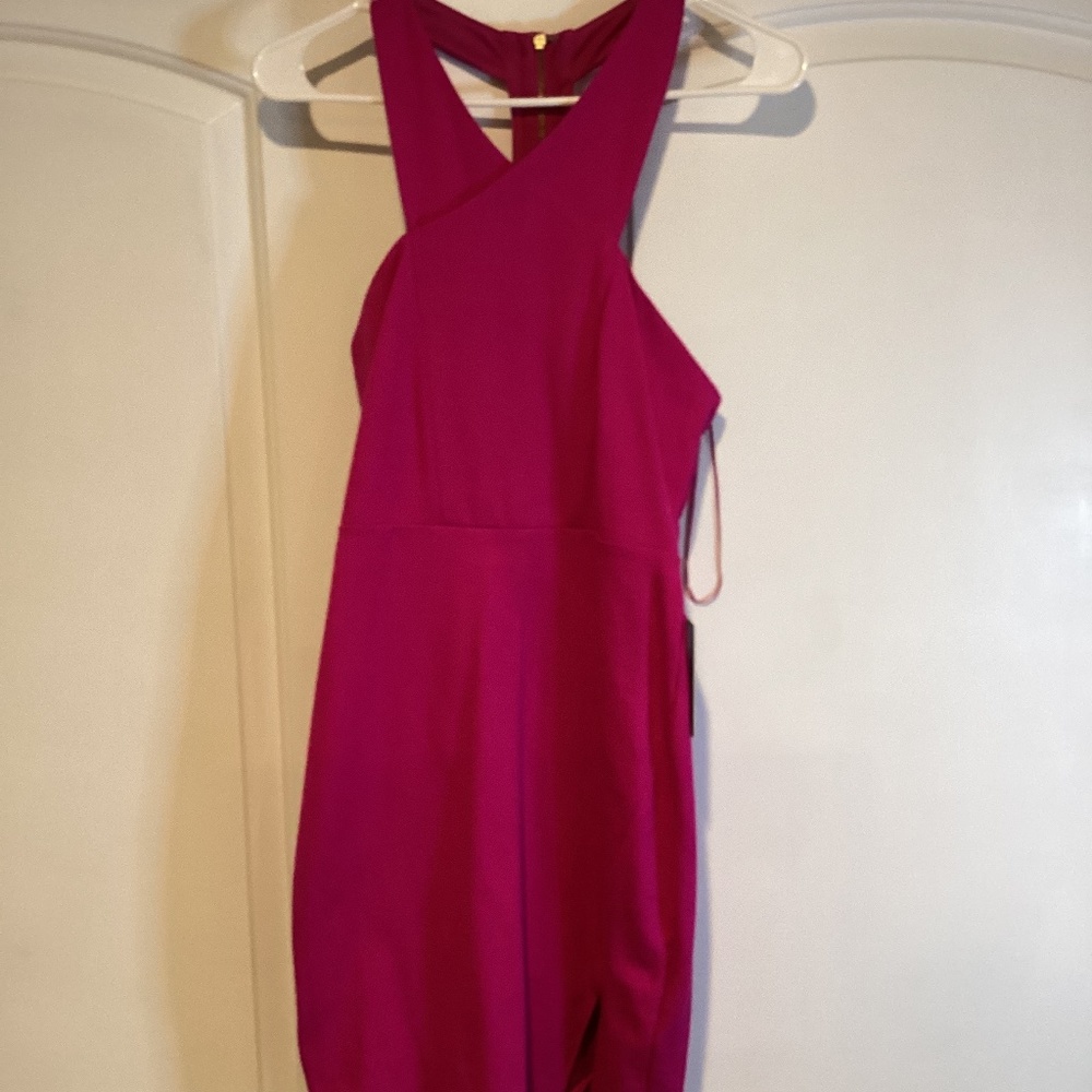 Express Halter neck cutout back mini dress in pink